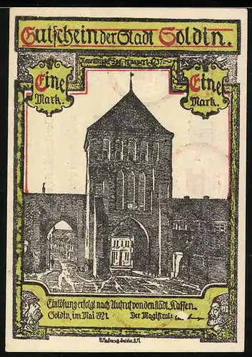 Notgeld Soldin 1921, 1 Mark, Stadtmauer