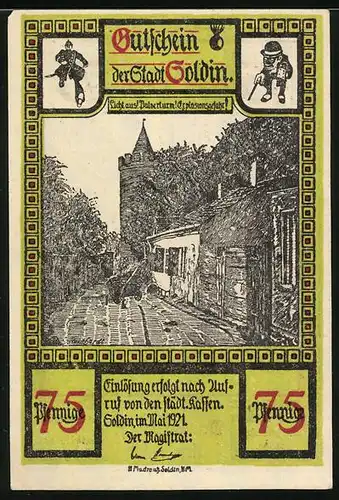 Notgeld Soldin 1921, 75 Pfennig, Kriegerdenkmal