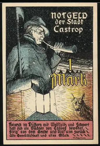 Notgeld Castrop 1921, 1 Mark, Heinrich Wächter von Castrop