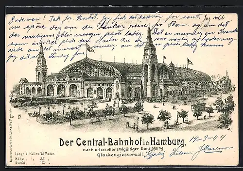 AK Hamburg-St.Georg, Central-Bahnhof mit Glockengiesserwall