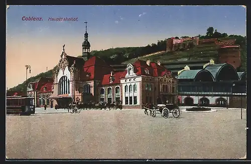 AK Coblenz, Blick auf den Hauptbahnhof