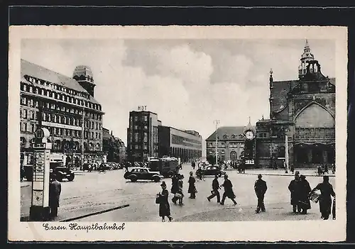 AK Essen, Hauptbahnhof mit Strassenpartie