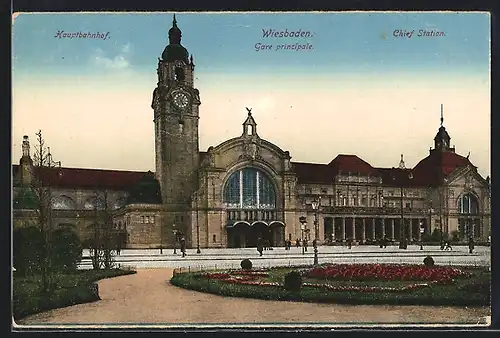 AK Wiesbaden, Blick zum Bahnhof