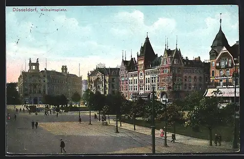 AK Düsseldorf, Wilhelmsplatz aus der Vogelschau