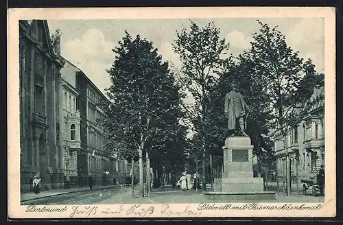AK Dortmund, Südwall mit Bismarckdenkmal
