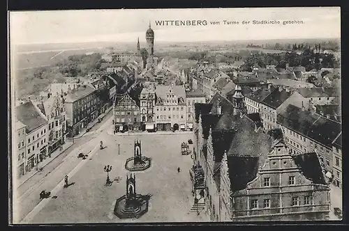 AK Wittenberg, Ortsansicht vom Turm der Stadtkirche