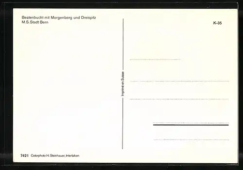 AK MS Stadt Bern, Beatenbucht mit Morgenberg und Dreispitz