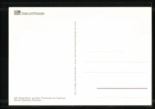 AK MS Stadt Bern auf dem Thunersee