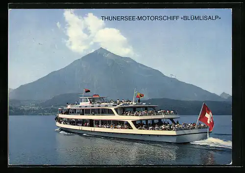 AK Thunersee-Motorschiff Blümlisalp in Fahrt