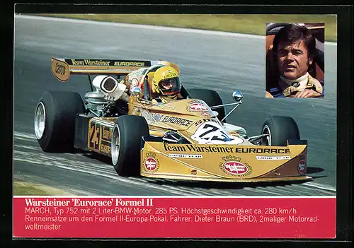 AK Warsteiner `Eurorace` Formel II, MARCH Typ 752 mit Fahrer Dieter Braun
