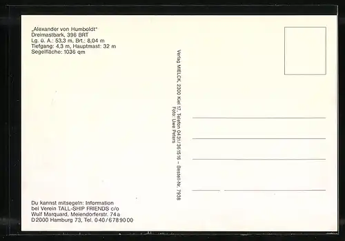 AK Segelschiff Alexander von Humboldt in Fahrt