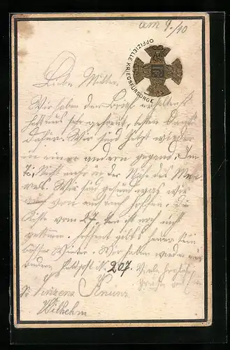 Präge-AK Rotes Kreuz Nr. 49, Goldenes Kreuz der offiziellen Kriegsfürsorge