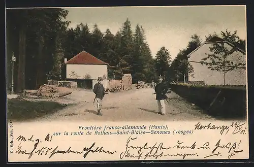 AK Senones, Deutsch-Französische Grenze am Hantz auf der Strasse nach Senones