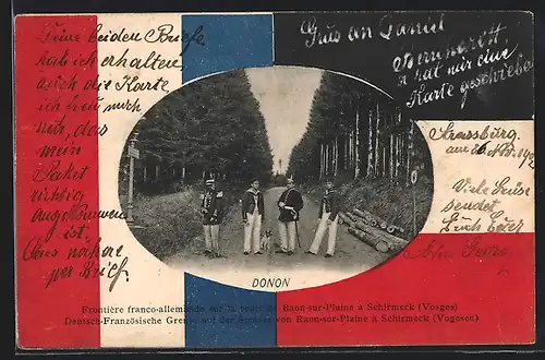 AK Deutsch-französische Grenze auf der Strasse von Raon-sur-Plaine nach Schirmeck