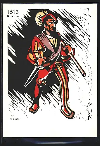 Künstler-AK sign. H. Beutler: Schweizerisches Rot-Kreuz, Soldat mit Schwert