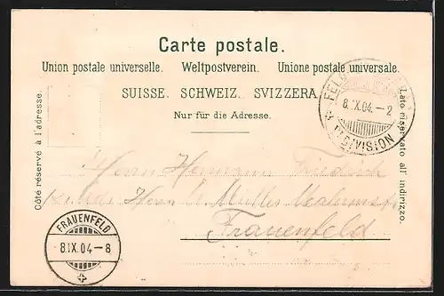 Lithographie Soldatengruss, Schweizer Infanterie im Feld