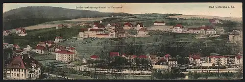 Klapp-AK Bad Gottleuba i. Sa., Panorama mit Landesversicherungs-Anstalt und Bahnhof