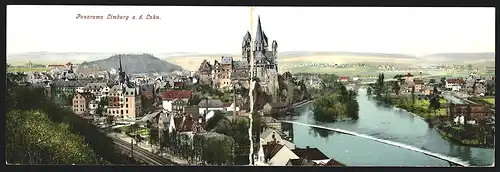 Klapp-AK Limburg a. d. Lahn, Panorama mit Schloss