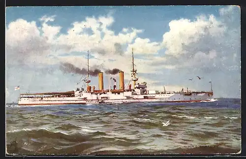 AK Kriegsschiff H.M.S. Swiftsure auf hoher See