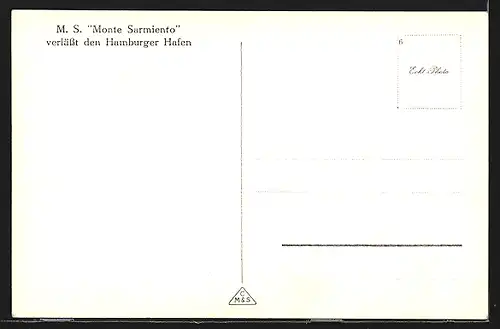 AK M. S. Monte Sarmiento verlässt den Hamburger Hafen