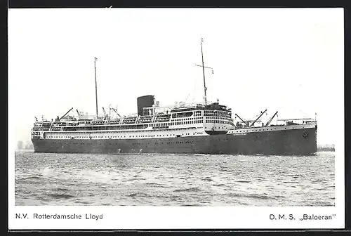 AK Passagierschiff D.M.S. Baloeran fährt vor Küste, N.V. Rotterdamsche Lloyd