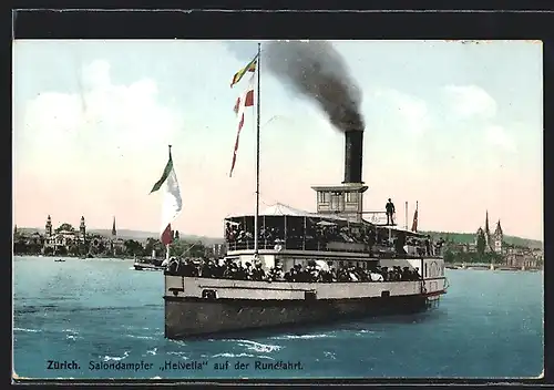 AK Zürich, Salondampfer Helvetia auf der Rundfahrt