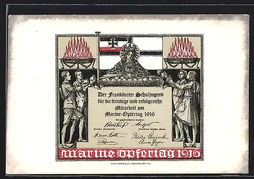 Künstler-AK Marine-Opfertag 1916