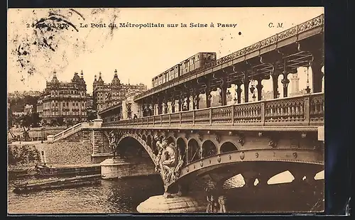 AK Paris-Passy, Le Pont du Métropolitain, U-Bahn-Brücke