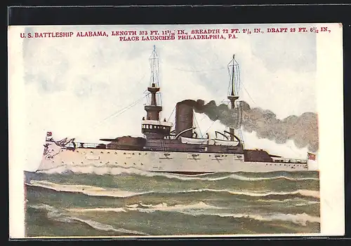 Künstler-AK U. S. Battleship Alabama