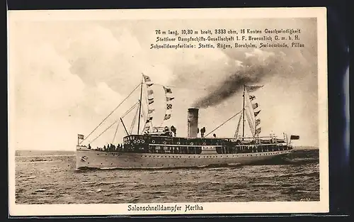 AK Salonschnelldampfer Hertha in Fahrt