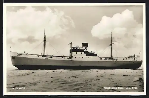 AK Handelsschiff M.S. Wiril auf hoher See, Stockholms Rederi AB Svea