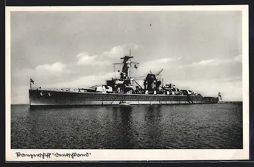 AK Panzerschiff Deutschland im Wasser