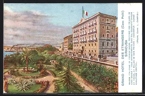 Künstler-AK Siracusa, Grand Hotel des Etrangers, Casa Politi