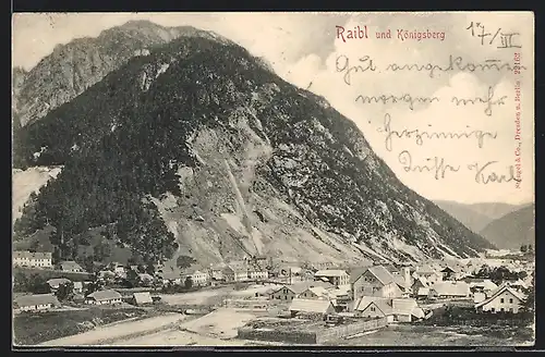 AK Raibl, Totalansicht und Königsberg