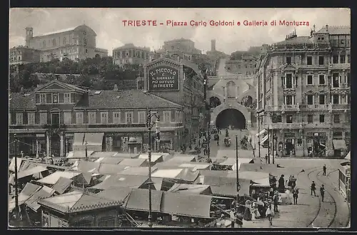 AK Triest, Piazza Carlo Goldoni e Galleria du Montuzza