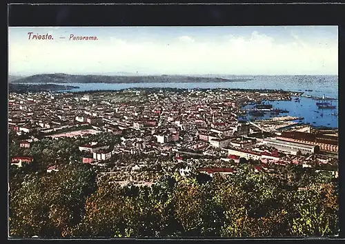 AK Trieste, Panoramablick über die Stadt