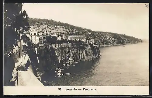 AK Sorrento, Panorama mit Stadtmauer