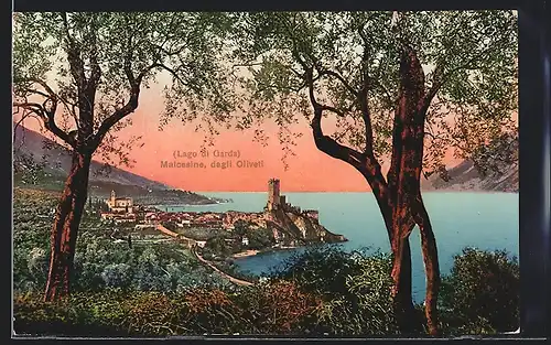 AK Malcesine /Lago di Garda, Ortsansicht mit Burg