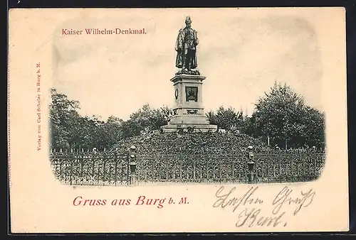 AK Burg b. M., Kaiser Wilhelm-Denkmal