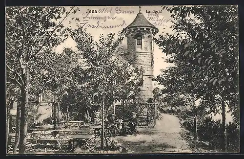 AK Jena, Gasthaus Landgraf mit Garten