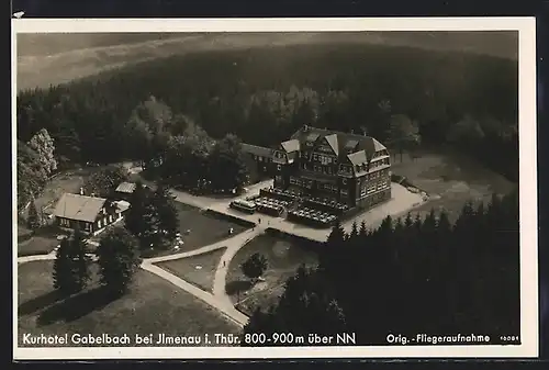 AK Gabelbach bei Ilmenau /Th., Kurhotel Gabelbach, Fliegeraufnahme