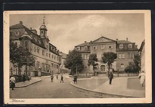 AK Ilmenau, Marktplatz mit Rathaus und Schloss