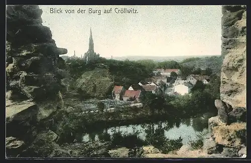 AK Halle, Cröllwitz von der Burg gesehen