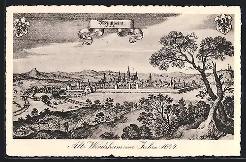 Künstler-AK Windsheim, Ortsansicht im Jahre 1644