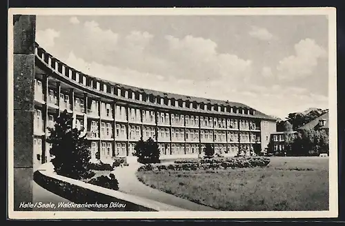 AK Halle /Saale, Waldkrankenhaus Dölau mit Einfahrt