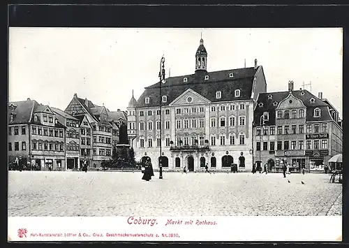 AK Coburg, Markt mit Rathaus
