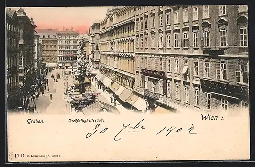 AK Wien, Graben, Blick auf die Dreifaltigkeitssäule