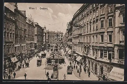 AK Wien, Graben, Schneiderei Kamareith & Co., Parfumerie Calderara & Bankmann