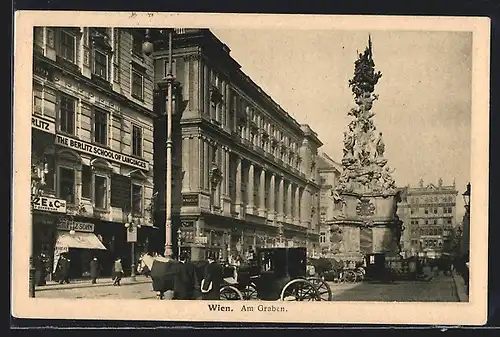 AK Wien, Graben, Berlitz Sprachschule an der Dreifaltigkeitssäule