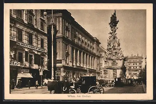 AK Wien, Graben, die Dreifaltigkeitssäule und die Berlitz Sprachschule